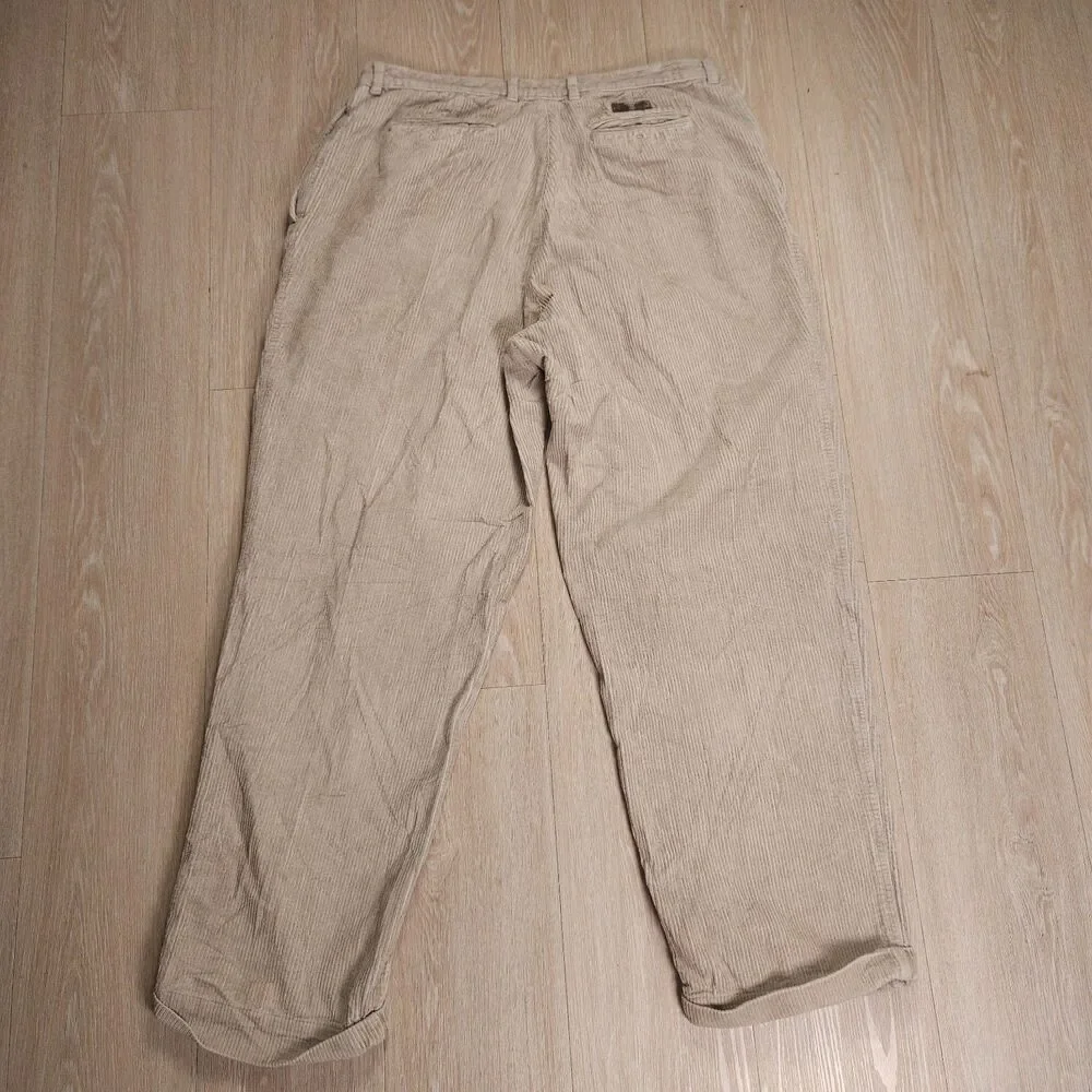 VTG Chaps Ralph Lauren Corduroy Pants Mens 38x32(36x30) Beige Cuffed Casual 90s
